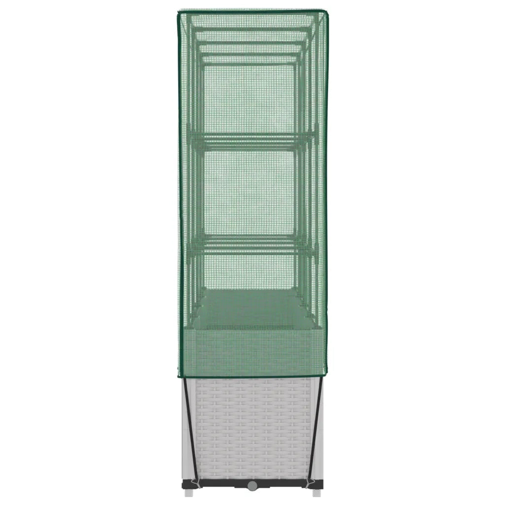 Fioriere | Cassetta per fiori | Letto Rialzato con Copertura Serra Effetto Rattan 160x40x153 cm