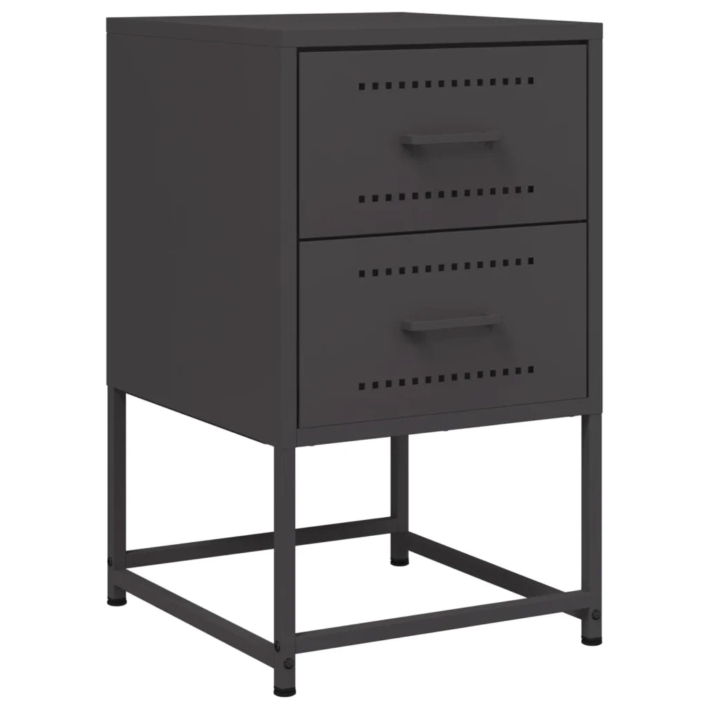 Comodini 2 pz-Set di 2 Tavolino da notte Neri 36x39x60,5 cm in Acciaio 435105