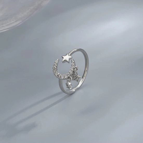 Anelli a forma di mezzaluna aperti per donne ragazze - pennello a ciondoli in zirkonia cubica - anello con dito mignolo regolabile e accumulabile - regalo promesso per compleanno e San Valentino - accessori moda per regali