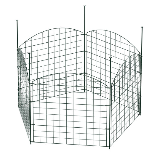Recinzione giardino, set con 5 elementi verdi con bordo ad arco, recinzione in rete metallica alta 78 cm, recinto a innesto di facile montaggio
