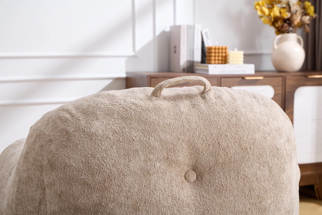 Poltrona Sacco Fagiolo in Pelliccia Sintetica con Braccioli ¨C Minimal ¨C Beige