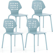 Set di 4 Sedie da Pranzo in Metallo, Sedie da Cucina Moderne con Schienale Traforato e Gambe in Metallo, Sedie senza Braccioli per Sala da Pranzo, Soggiorno, Portata 150 kg (Blu)