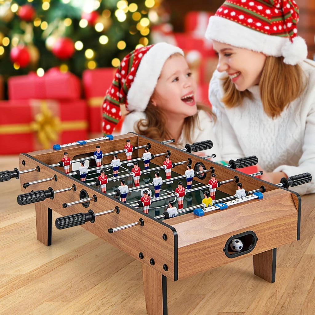 Calcetto da Tavolo Salvaspazio con Maniglie Resistente, Mini Calcio Balilla con 2 Palloni, Gioco da Tavolo per Bambini e Adulti per Feste, 69 x 36 x 24 cm