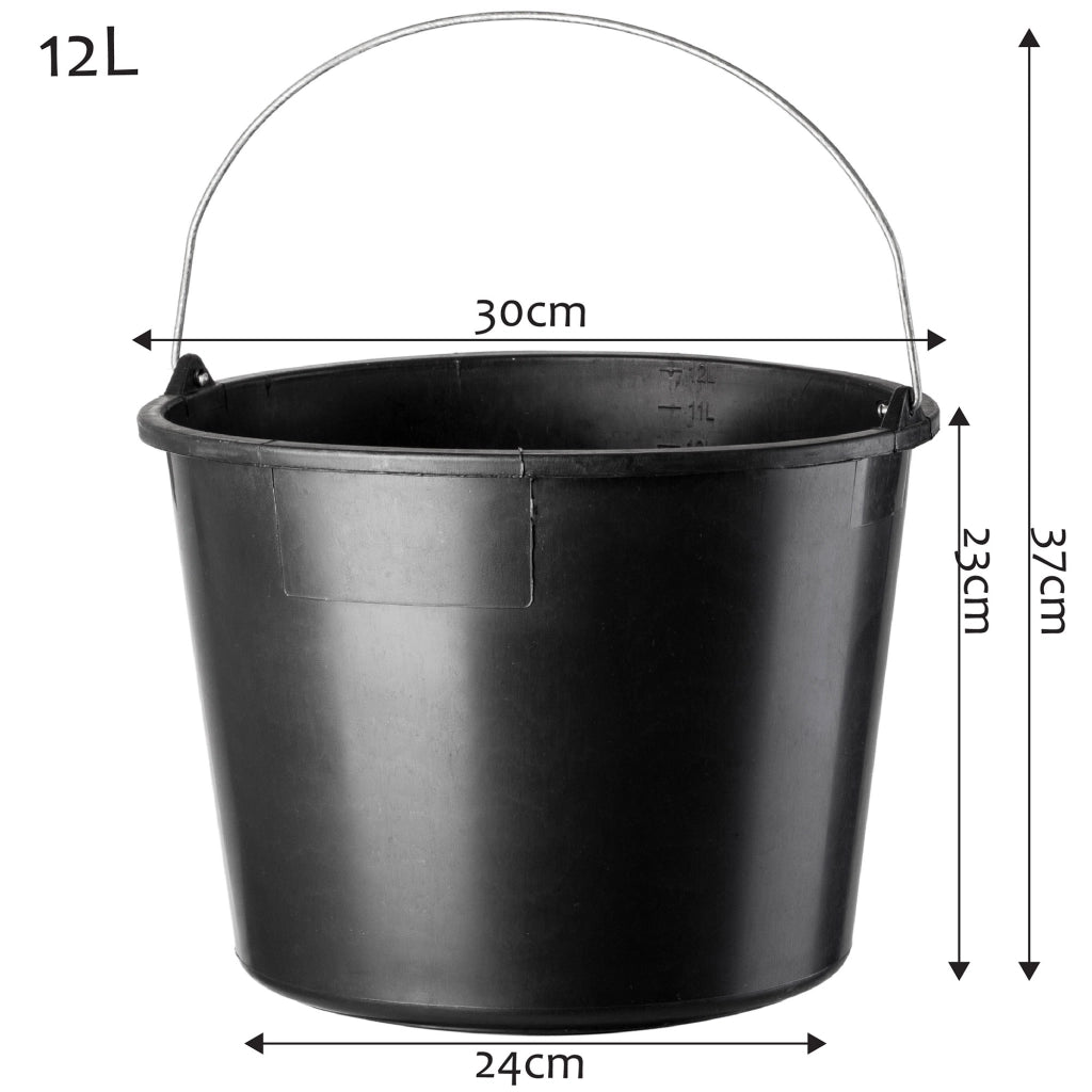 Secchio da costruzione KADAX 12L, secchi in plastica resistenti per uso domestico e giardinaggio, confezione da 15 pezzi
