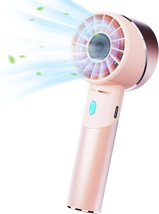 Ventilatore Portatile Mini USB Ricaricabile con 4 Velocità e 16 Ore di Durata, Silenzioso e Leggero per Casa, Ufficio e Viaggio Esterno - Rosa