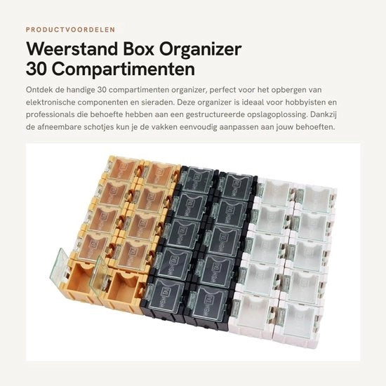 Organizzatore di Box in Rete - 30 Compartimenti - Rimosso e Adattabile - Bianco Giallo Nero - Deposito Gioielli - Componenti Elettronici
