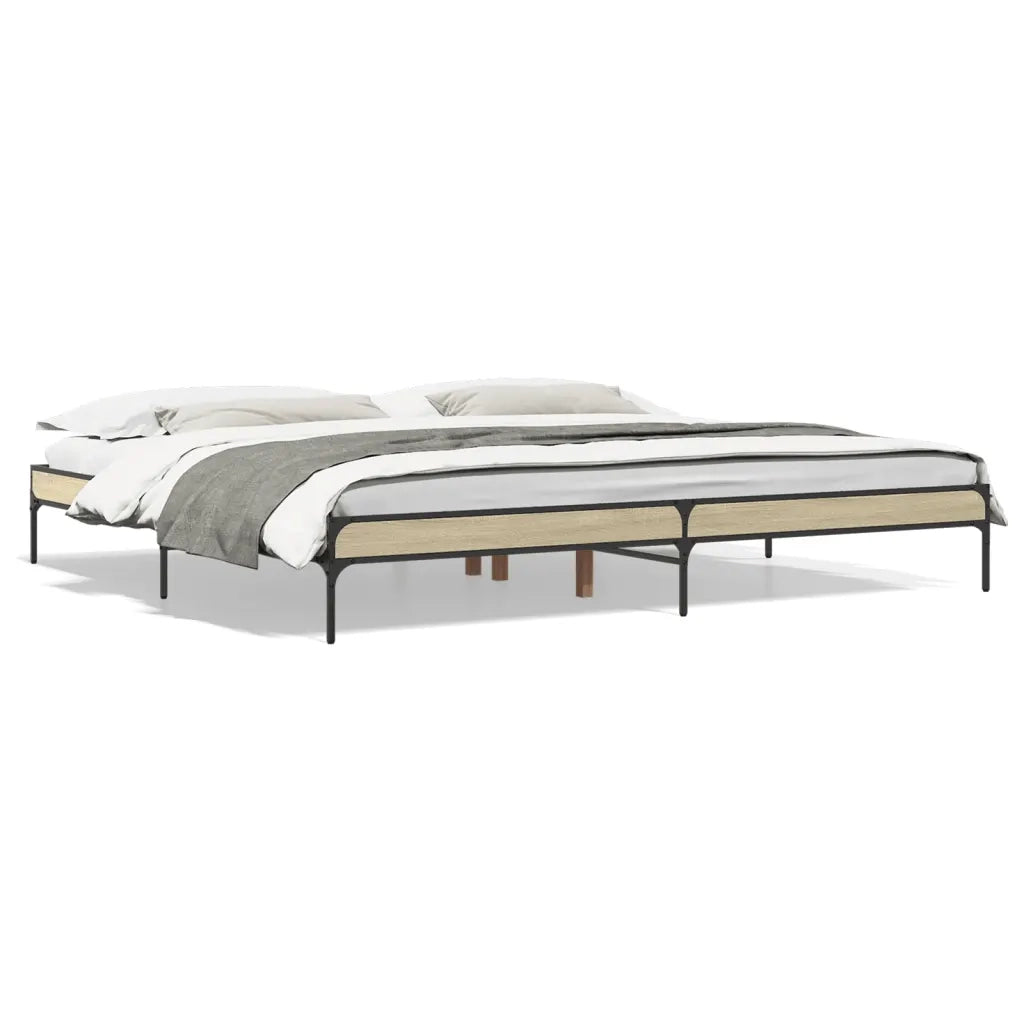 Giroletto-Struttura Letto Rovere Sonoma 200x200 cm Legno Multistrato e Metallo 449332