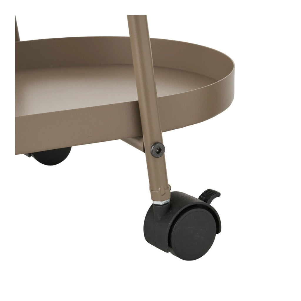 Carrello bar Empoli in acciaio marrone sabbia con 2 ripiani 27,5x60x64 cm