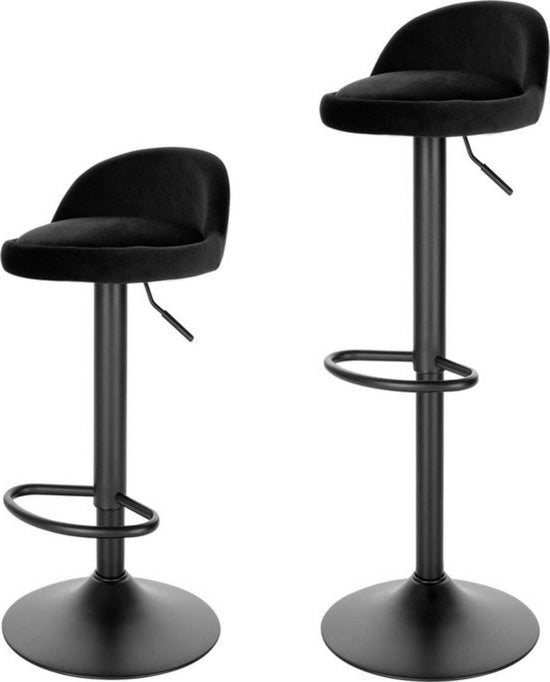 Set di 2 sedili con schienale in velluto - stile moderno e elegante - rivestimento in velluto - schienale - rotelle - design eterno - struttura robusta - colore nero
