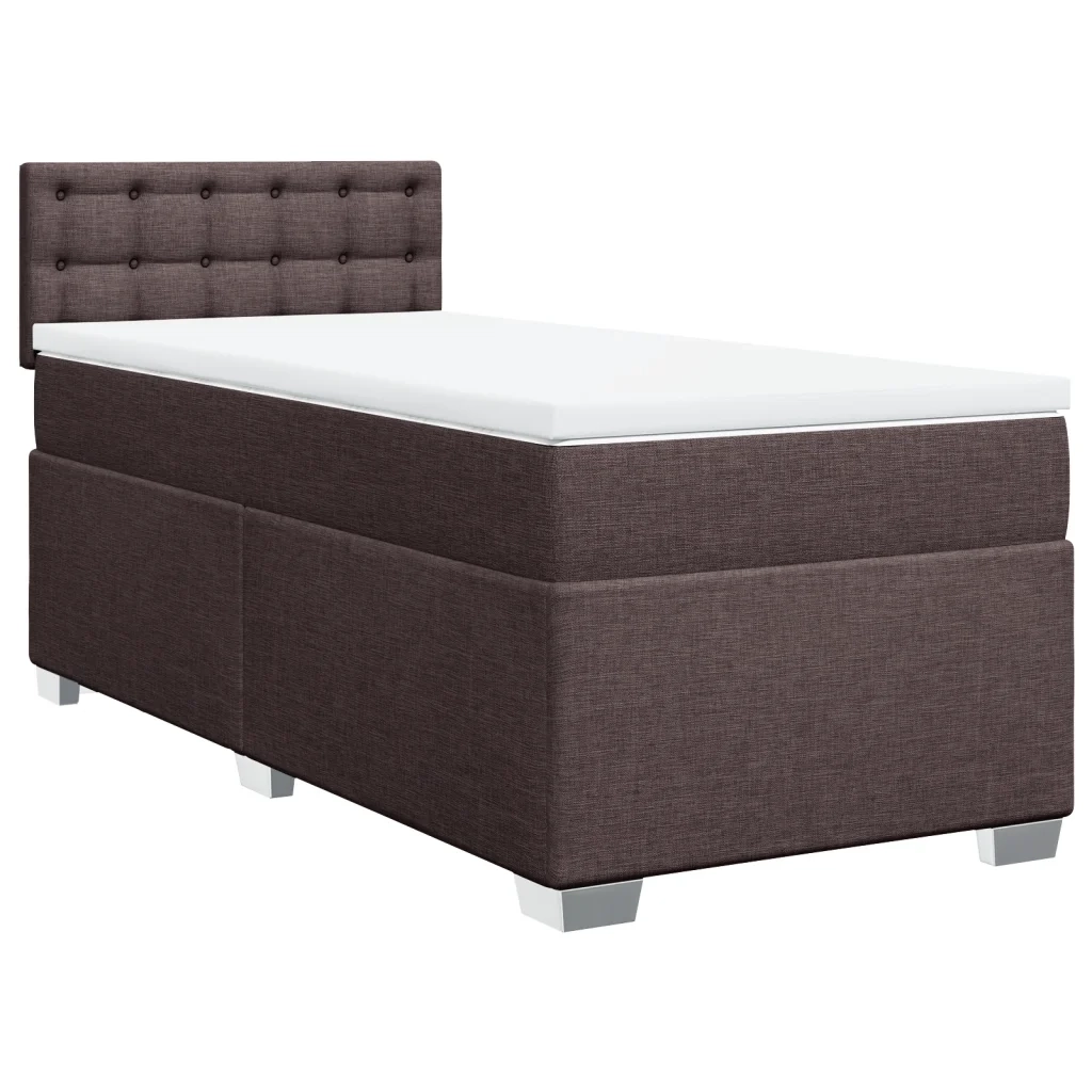 Letto singolo | Letto per adulti | Giroletto a Molle con Materasso Marrone Scuro 80x200 cm Tessuto