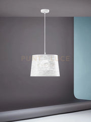 SLOT Sospensione 1 luce in metallo verniciato bianco con paralume  attacco E27