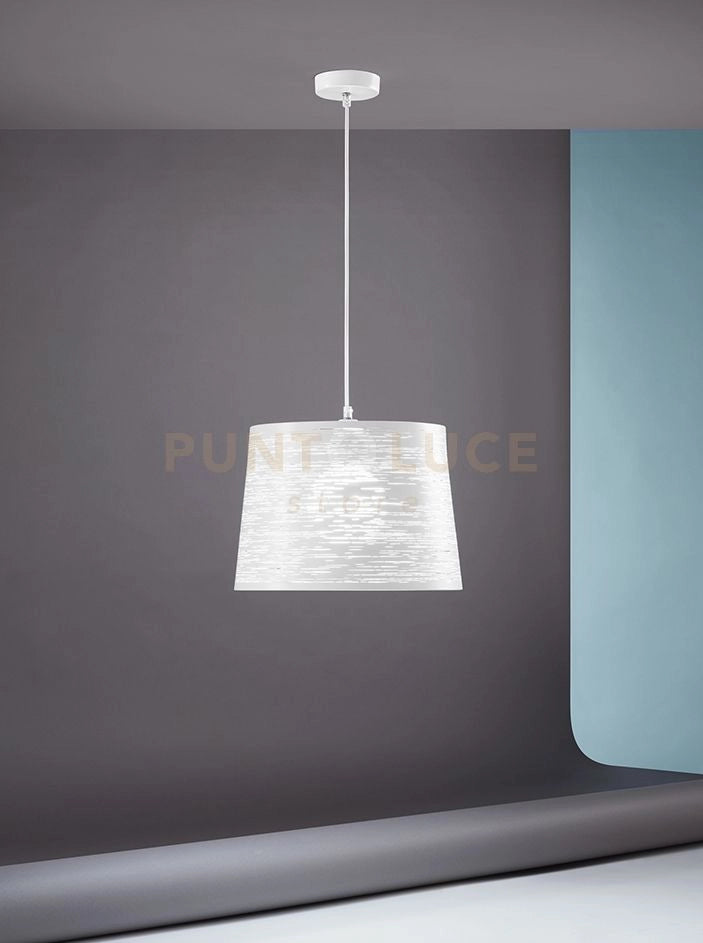SLOT Sospensione 1 luce in metallo verniciato bianco con paralume  attacco E27