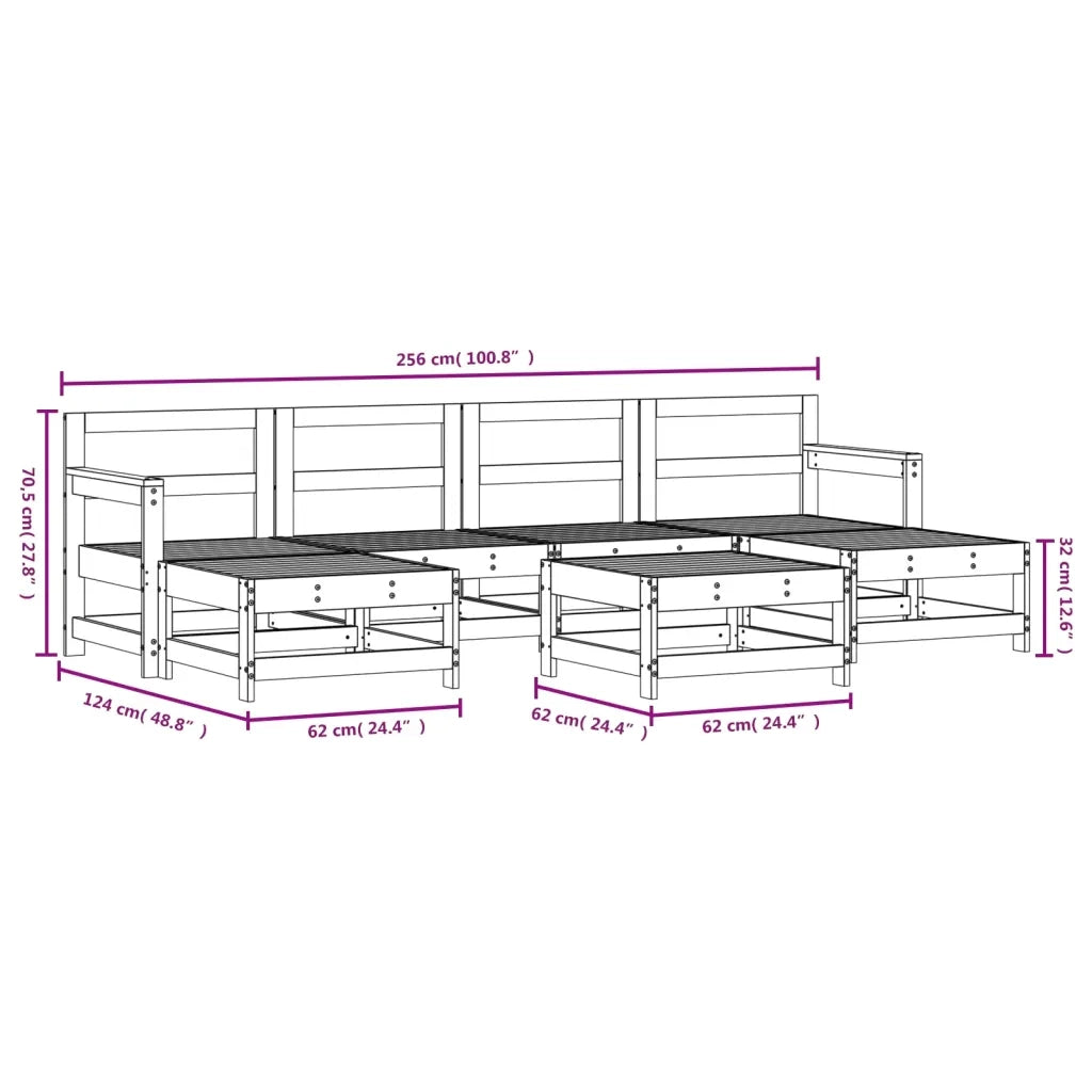 Set Salotto da Giardino 7 pz in Legno Massello di Pino 3186389