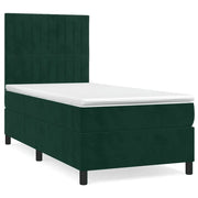 Letto singolo | Letto per adulti | Giroletto a Molle con Materasso Verde Scuro 80x200 cm Velluto