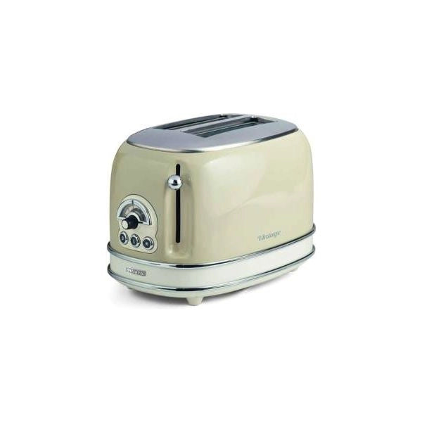 Ariete 155 tostapane vintage 2 fette di pane - con pinze - 6 livelli di tostatura - 810 watt- acciaio inox - linea vintage - beige - ARI155