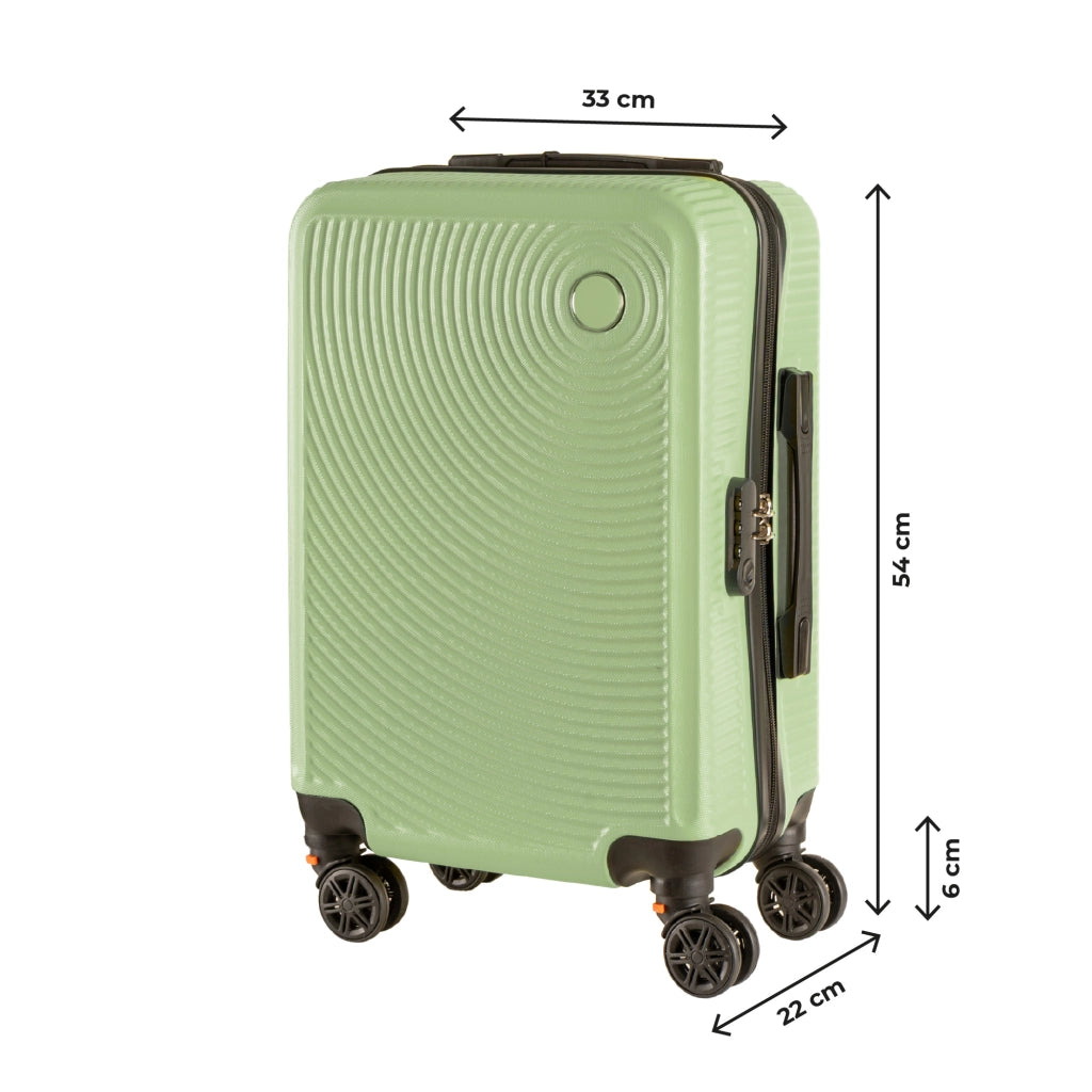 Trolley Bagaglio Mano Rigido 54x33x22 Piccolo Ultraleggero Valigia In Abs Con 4 Ruote Rimovibili Manico Chiusura Di Sicurezza Per Compagnie Low Cost Economy Zaino Da Viaggio Salvia