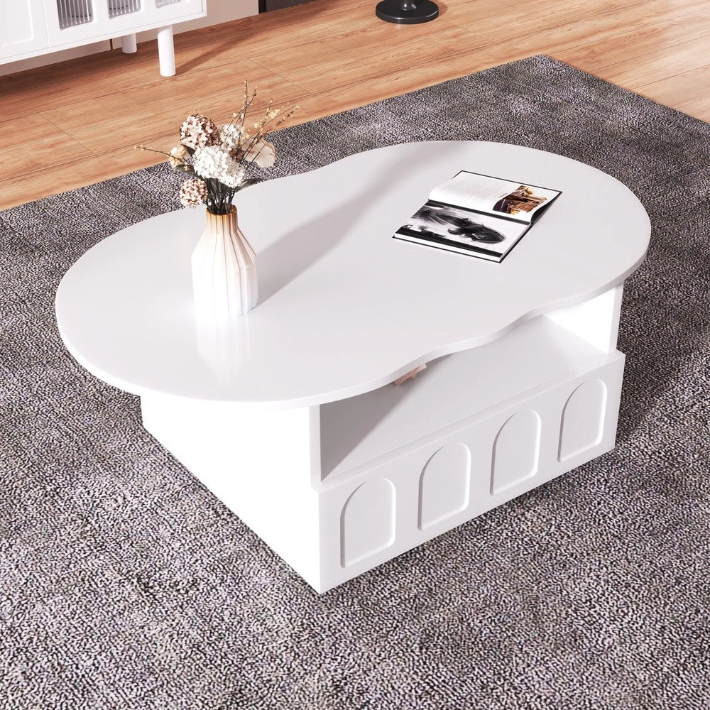 Tavolino da Caff¨¨ a Forma di Nuvola con Cassetti e Ripiano ¨C MINIMAL