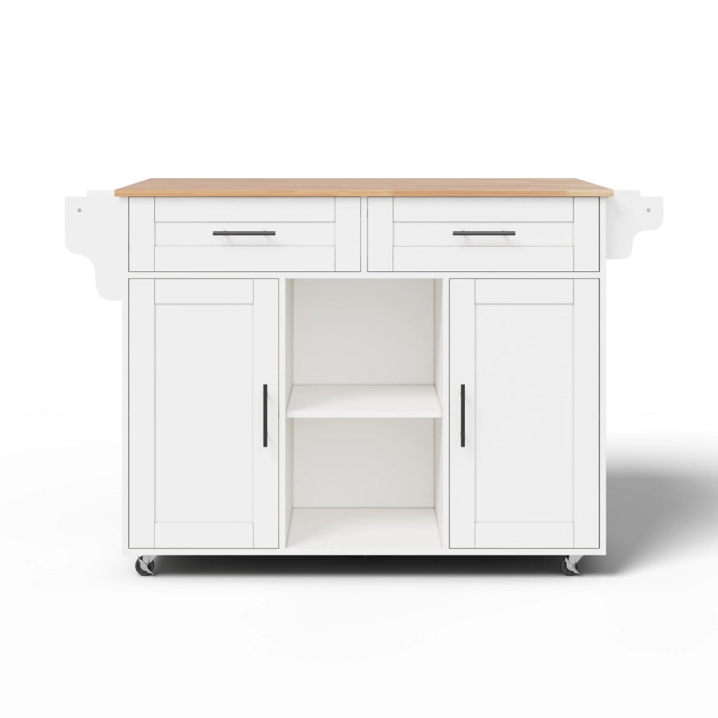 Isola Cucina Multifunzione ¨C MINIMAL ¨C Piano Pieghevole, Ripiani Regolabili, 5 Ruote, 145x45x94,5 cm