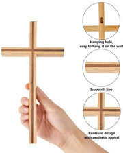 Decorazione per Parete in Legno - 10,04 x 5,12 x 0,79 cm - Croce Cristiana - Decorazione per Parete - Croce da Appendere - Decorazione Pasquale - Foro: 16 x 8 mm - Decorazione per Croce