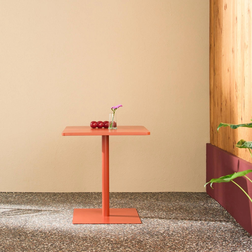 Tavolo da giardino quadrato in acciaio, 70cm, terracotta