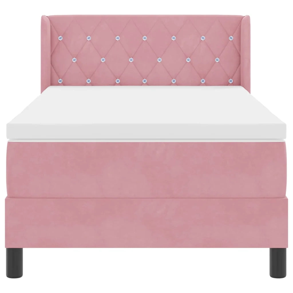 Letto a molle con testiera Rosa 200 x 100 cm Velluto 3341407