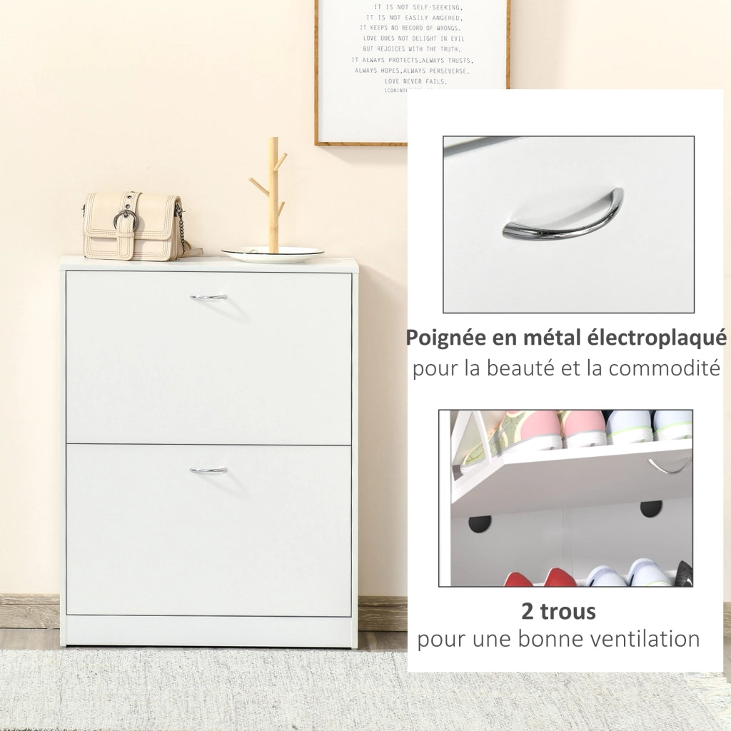 Armadio per Scarpe ¨C zephmum ¨C 60x24x80 cm, bianco, 2 ante