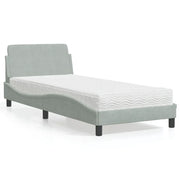 Letto con Materasso Dover Grigio Chiaro 90x200 cm in Velluto