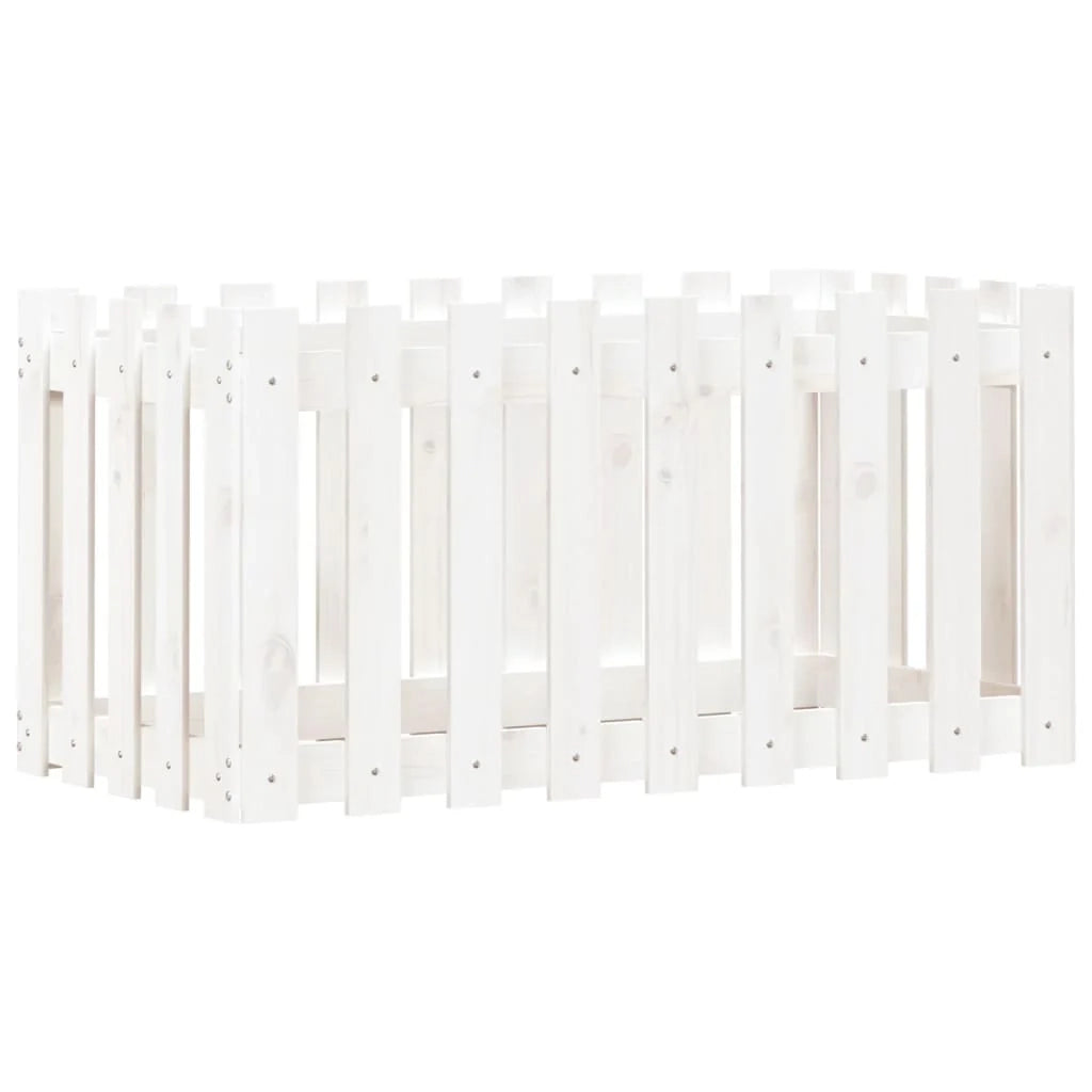 Fioriera rialzata per piante fiori terrazza giardino design del giardino con recinzione 100 x 50 x 50 cm pino bianco massiccio 02_0039788