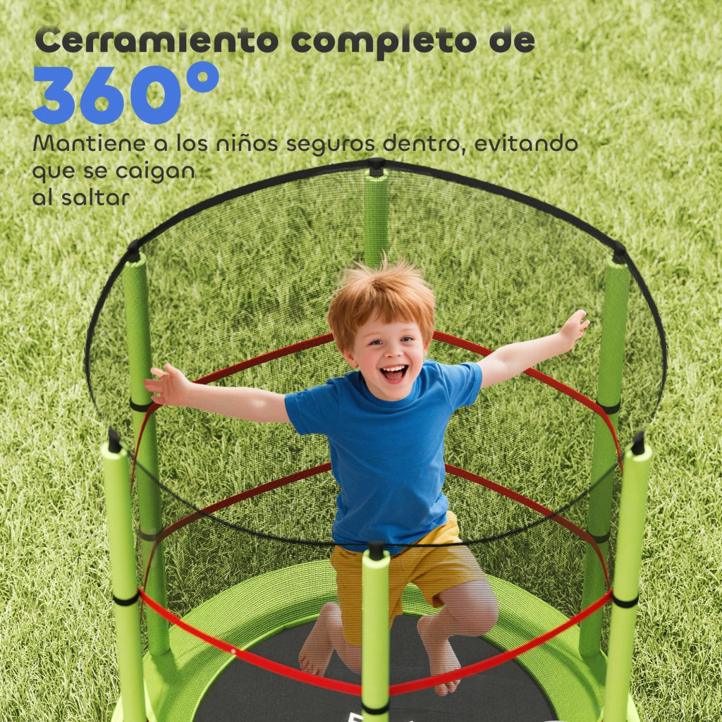 Trampolino per Bambini con Rete di Sicurezza ¨C zephmum ¨C Verde ?140x190 cm