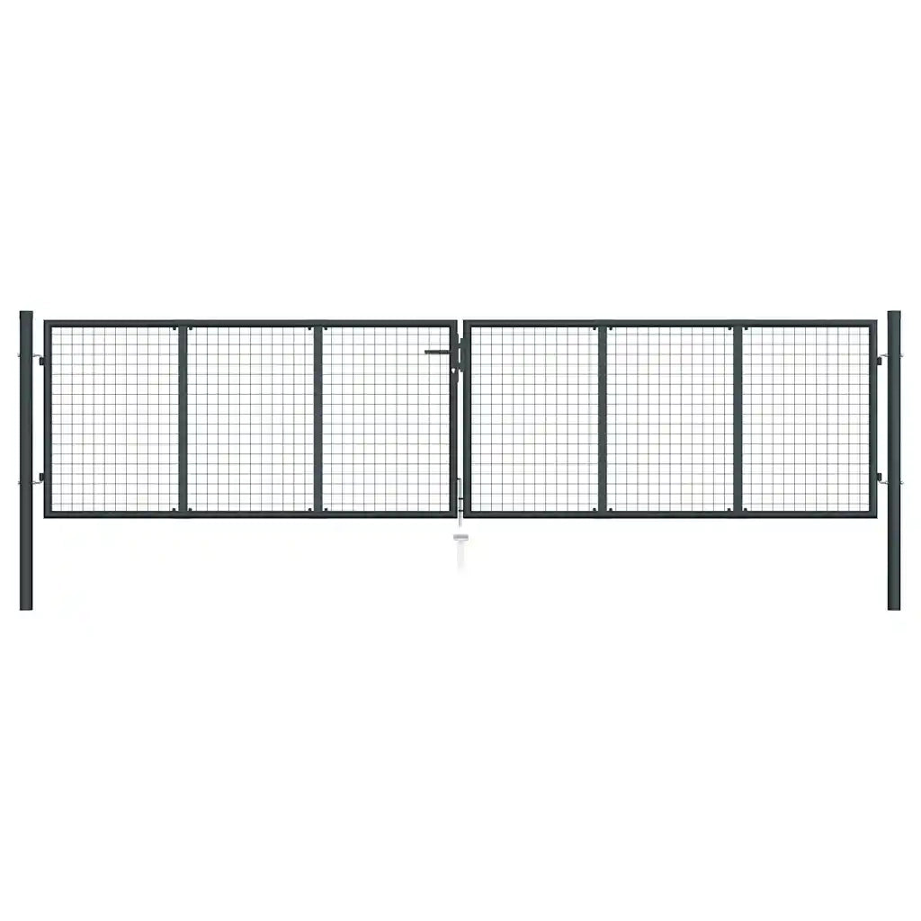 Cancello per Giardino in Acciaio Zincato 400x125cm Grigio  cod mxl 54054