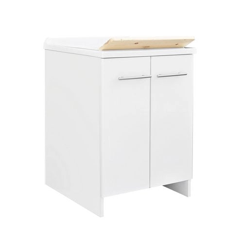 Lavatoio 60X50 2 ante con mobile in nobilitato idrofugo W100 e cesto estraibile - Bianco