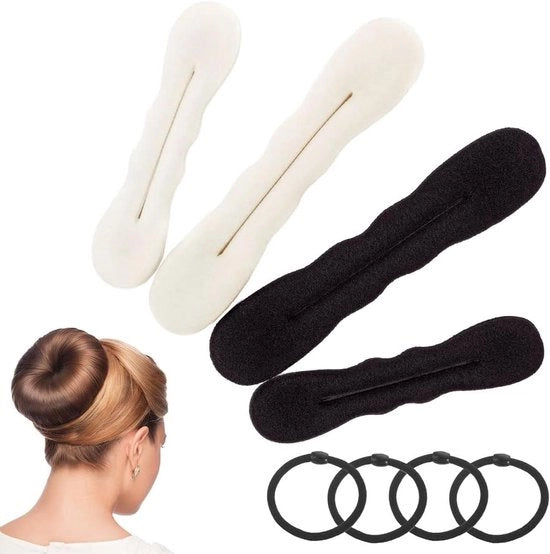 Imposte per donut - Strumento fantastico per creare capelli velocemente e semplicemente - Set da 4 pezzi