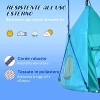 Altalena da Giardino con Tenda per Bambini da 3-8 Anni, Ø100cm e Corde Regolabili, Blu
