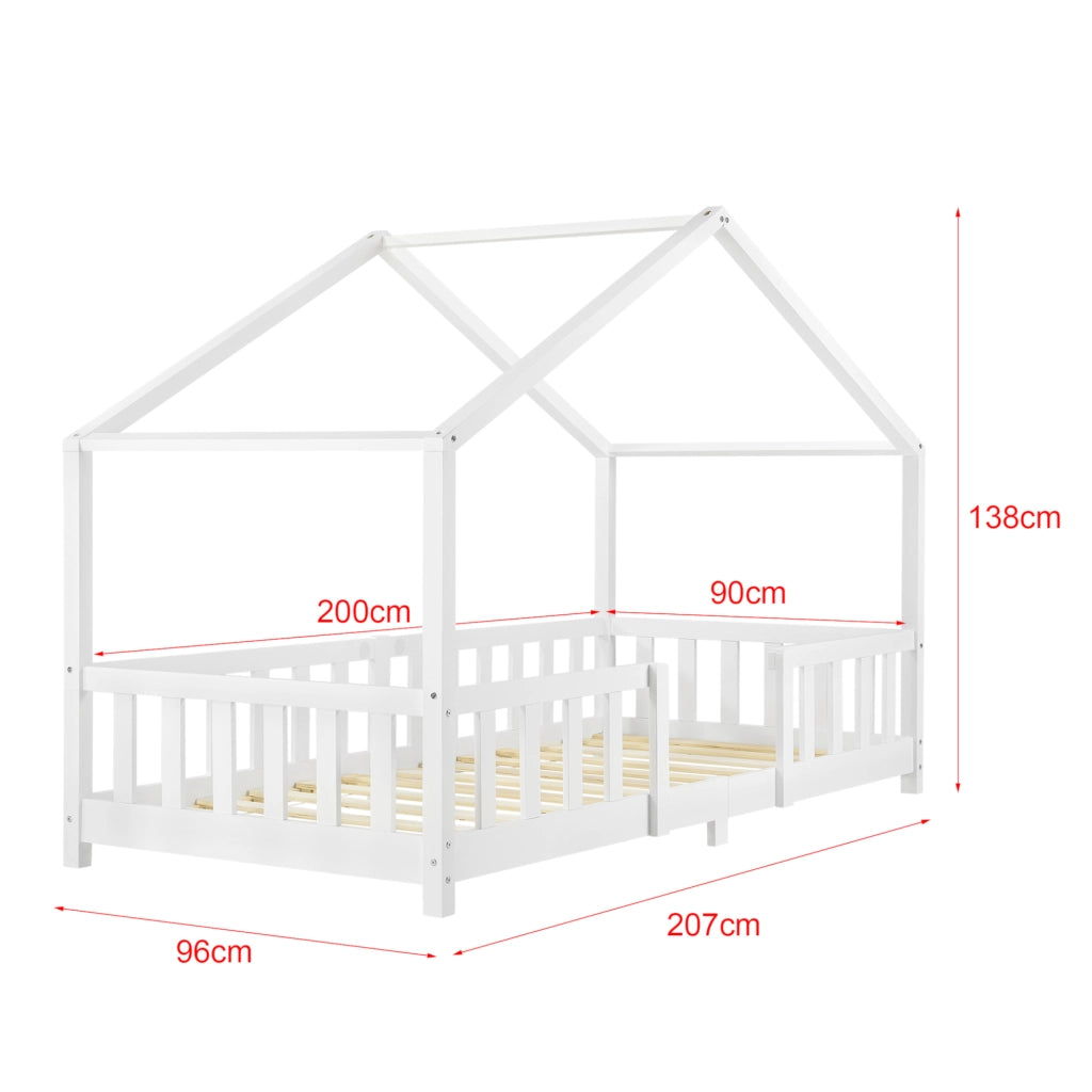 Letto per Cameretta Treviolo a Forma di Casetta con Materasso 90x200 cm Bianco [en.casa] [neu.haus]