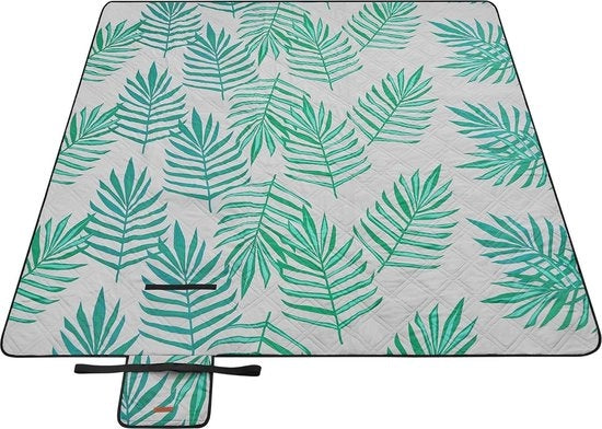 Tenda da picnic 200 x 200 cm - Impermeabile e lavabile in lavatrice - Grigio con foglie di palma tropicale - Per camping, parco, giardino e spiaggia