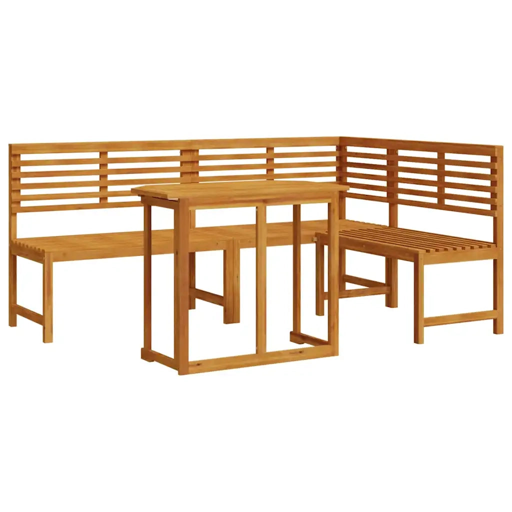 Set Panchina da Giardino 3 pcs Marrone Legno di Acacia Massello 3328692