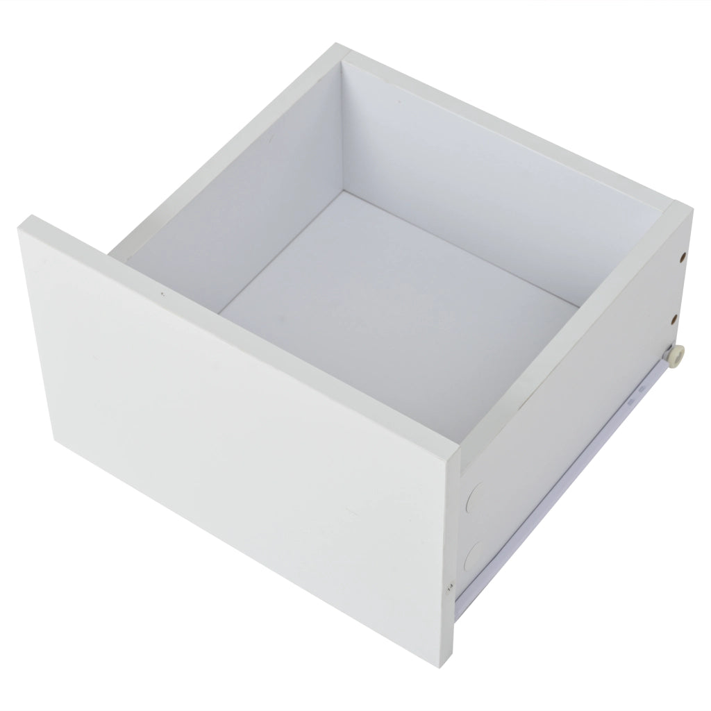 TAVOLO da caffè 70 x 70 x 31,5 cm Bianco e legno con 3 cassetti