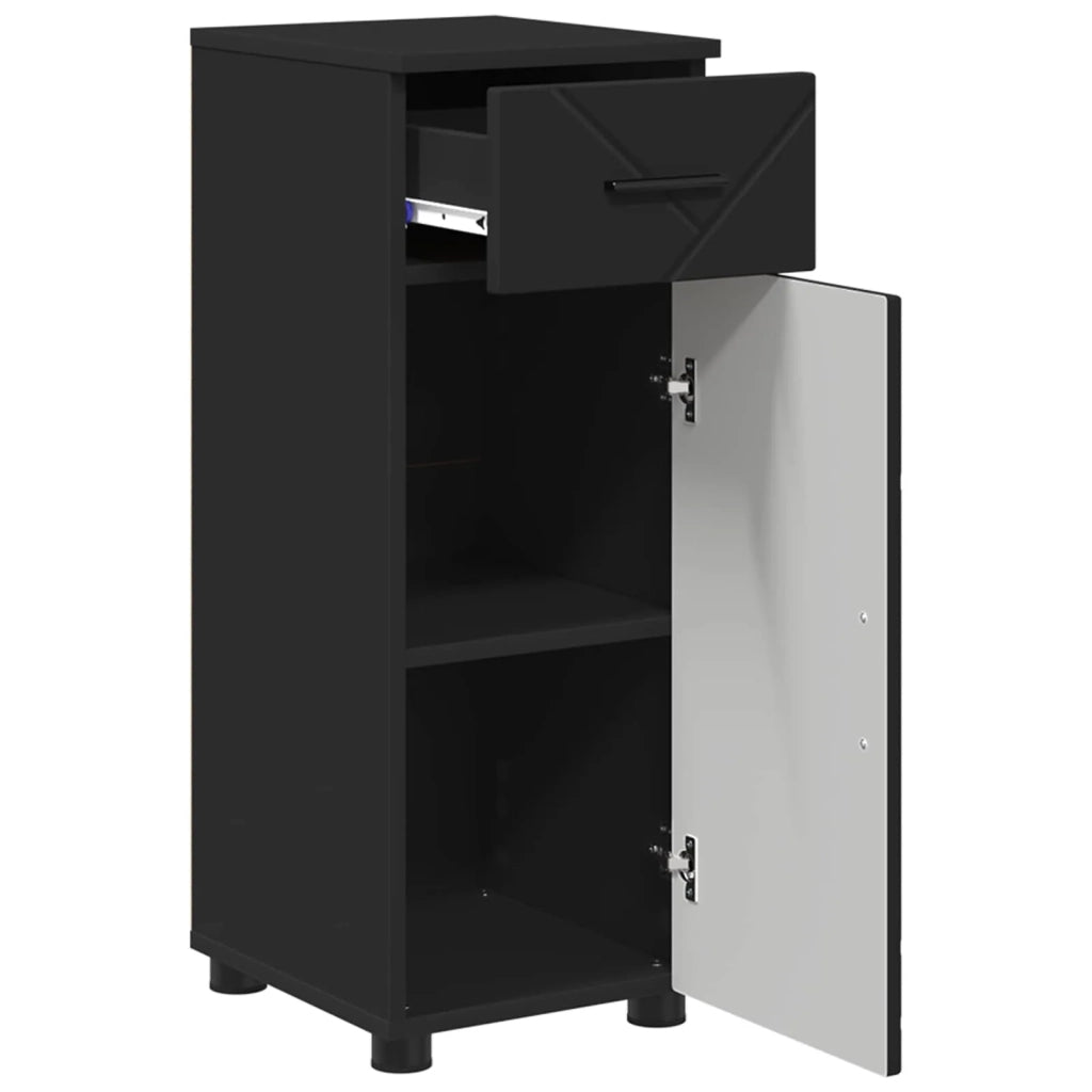 Mobile da Bagno con cassetto con porta Nero 30 x 35 x 80 cm 883325