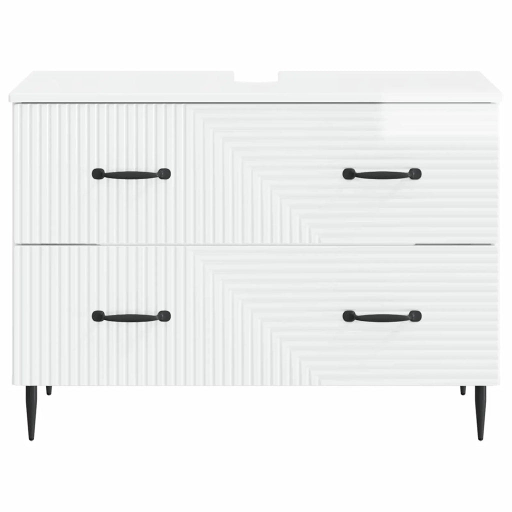 Armadio per Lavabo da Bagno HAARLEM Bianco Lucido 896799