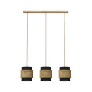 Vicco Lampada a sospensione a 3 pezzi Rattan/nero 70 x 120 cm