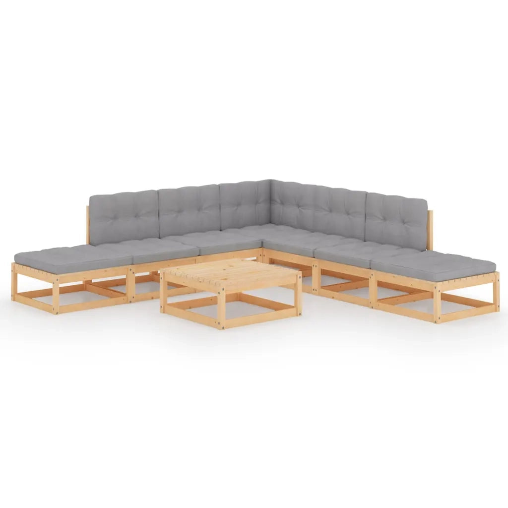 Set Divani da Giardino 8 pz con Cuscini Legno Massello di Pino 3076559