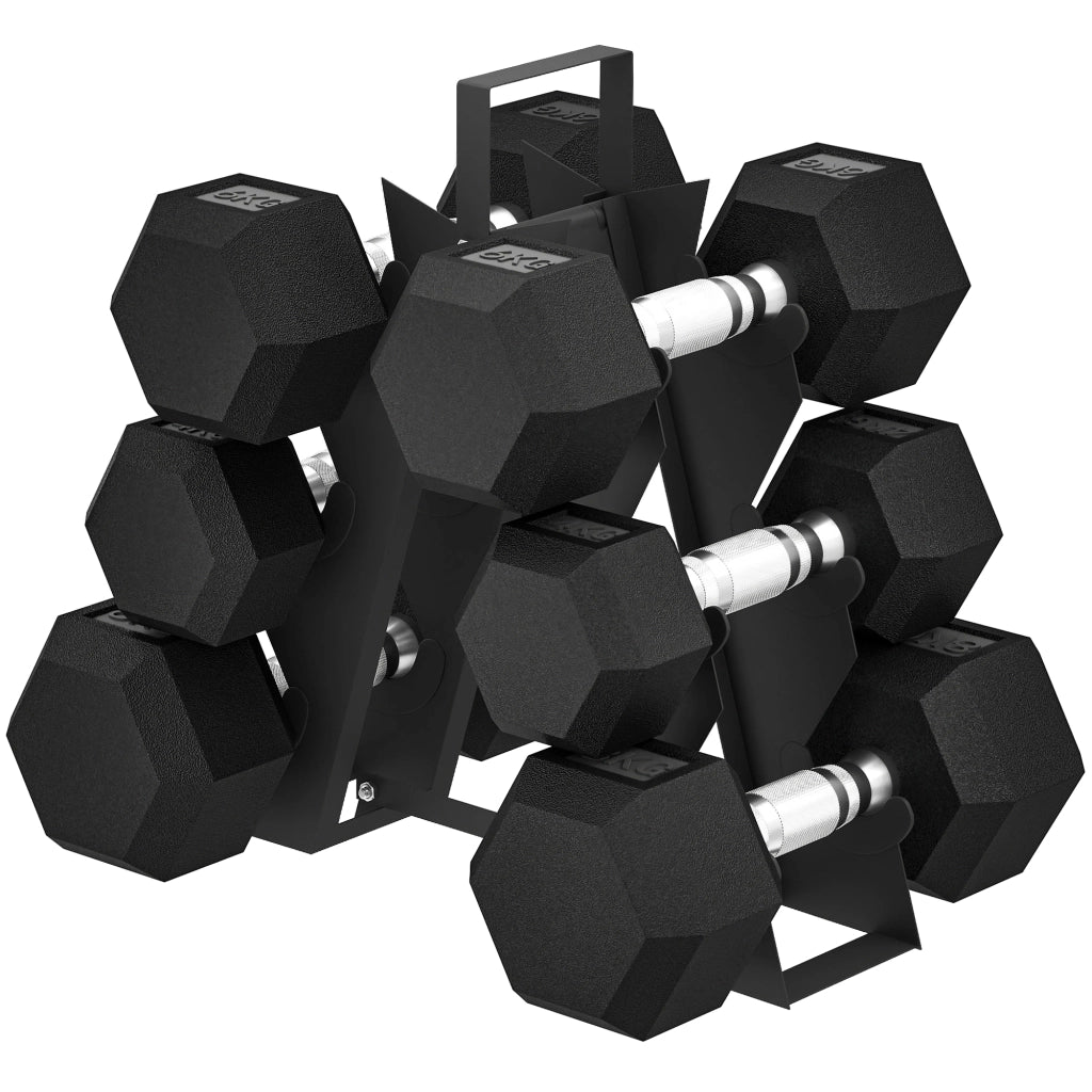 Set di manubri per allenamento 2x4kg 2x6kg 2x8kg con supporto ¨C zephmum ¨C nero