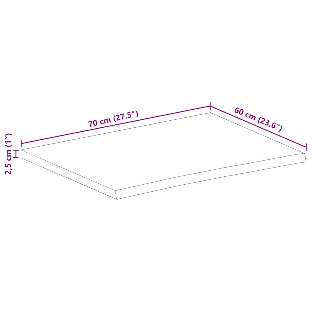 Piano Tavolo 70x60x2,5 cm Bordi Vivi Legno di Mango Grezzo 370355