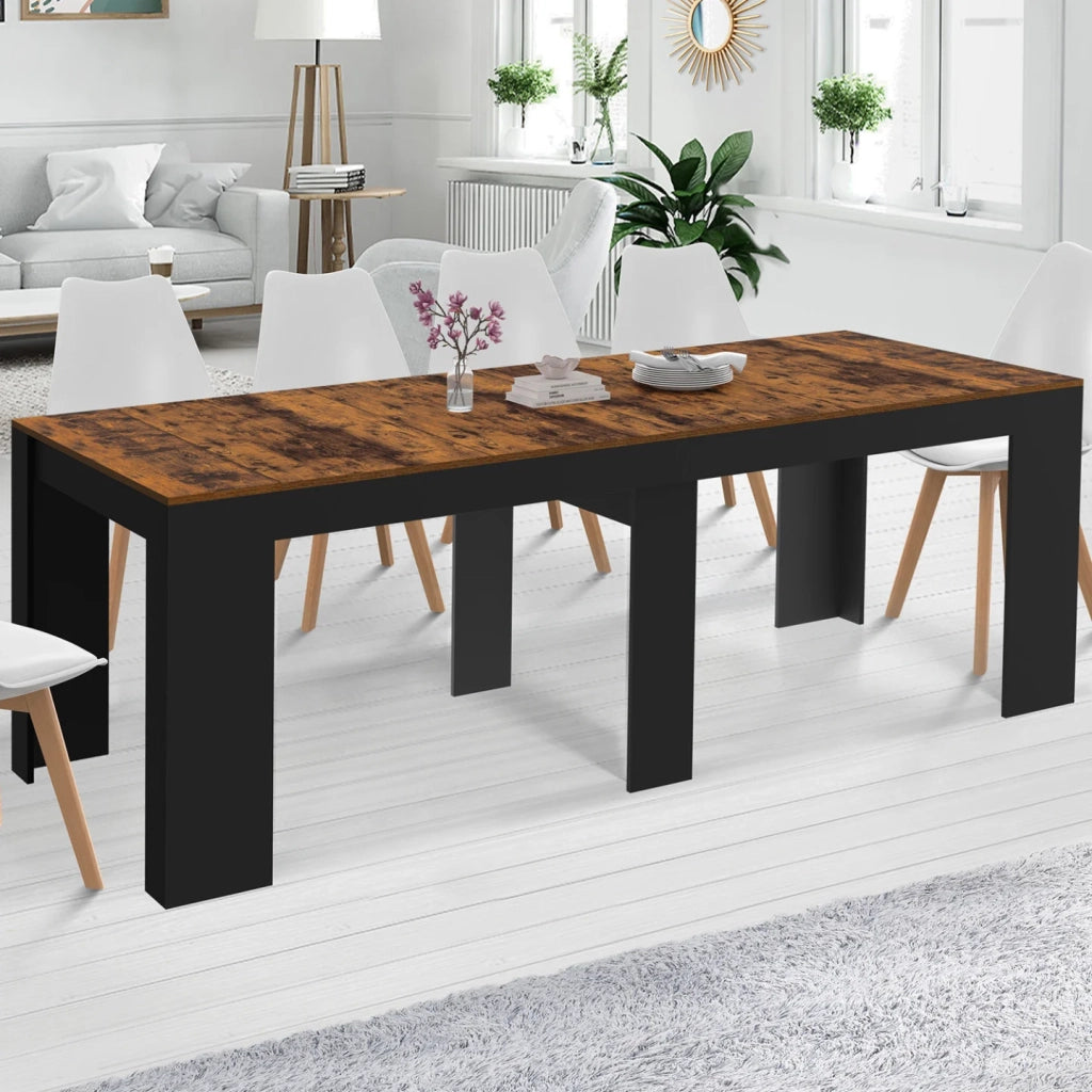 IDMarket - Consolle allungabile ORLANDO, 10 posti, 235 cm, legno effetto invecchiato e nero