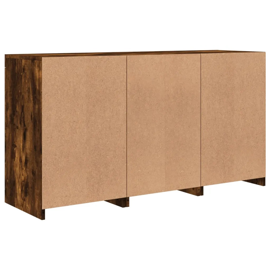 Credenza con Luci LED-Buffet-Armadio da cucina Rovere Fumo 123x37x67 cm 215751
