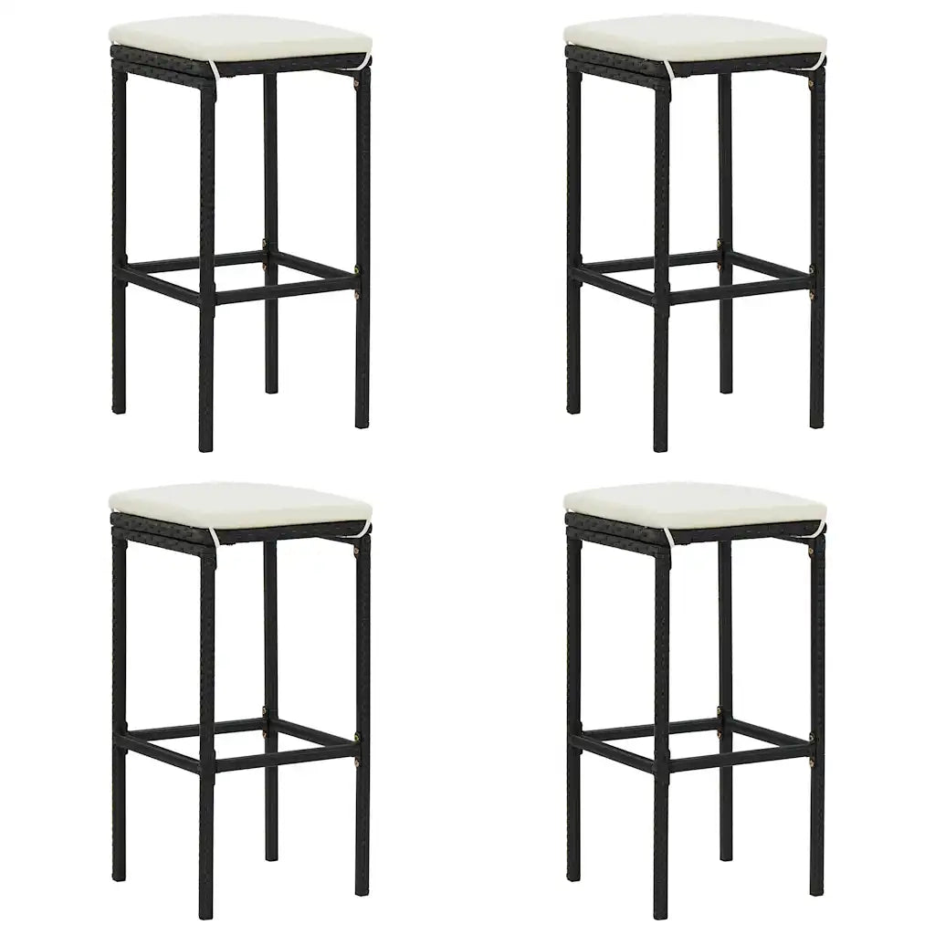 Set Bar da Giardino 5 pz | Set Salotto da Giardino con Cuscini Polyrattan Nero