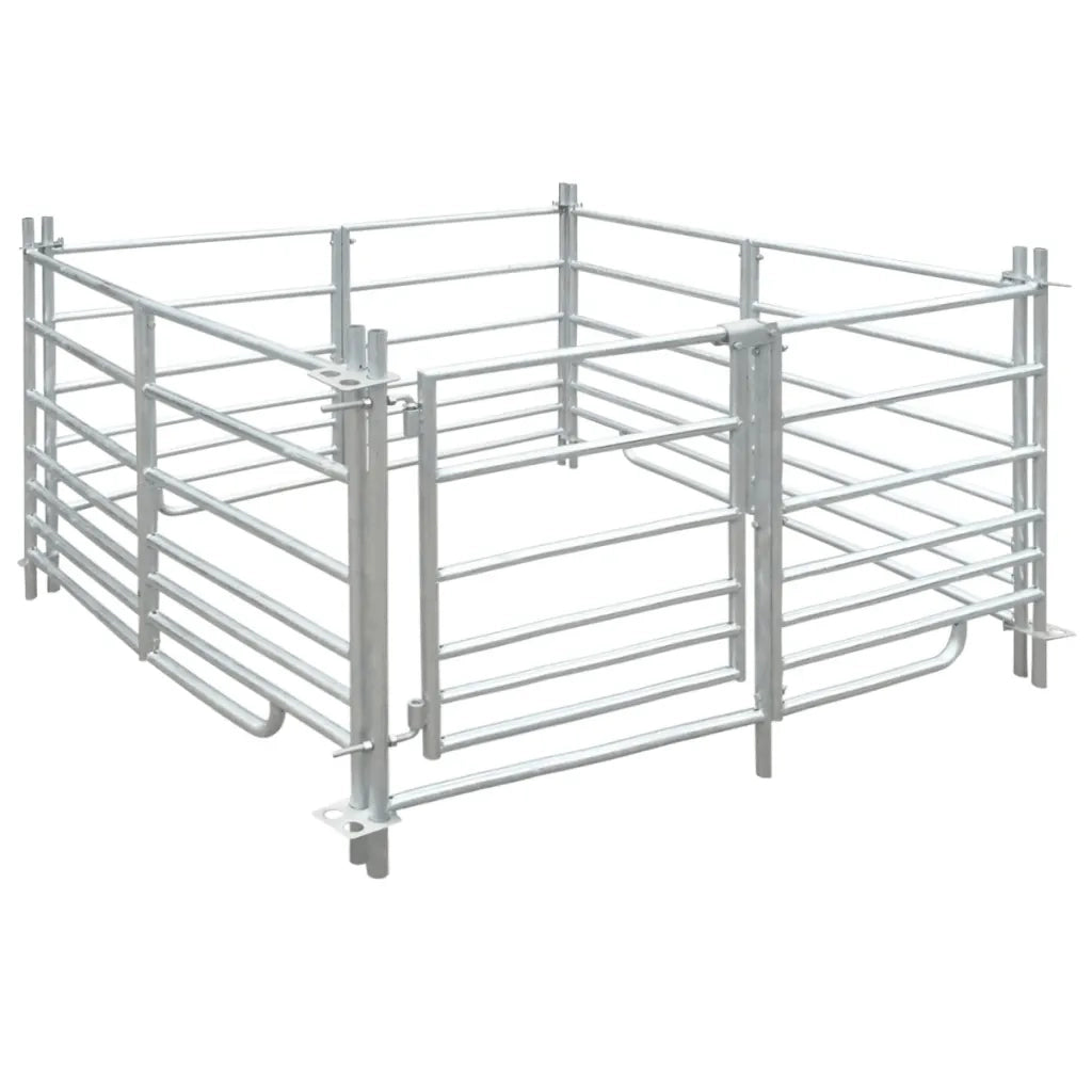 Box per Pecore in Acciaio Zincato a 4 Pannelli 137x137x92 cm