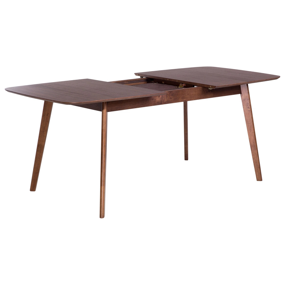 Tavolo da pranzo in noce scuro 150/190 x 90 cm, allungabile con gambe in legno, minimalista e scandinavo