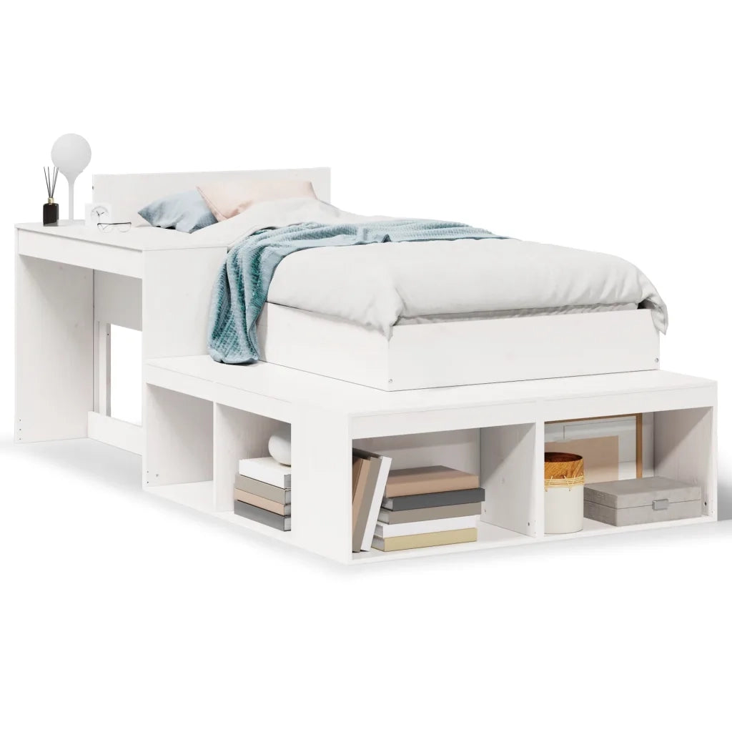 Letto senza Materasso Bianco 75x190 in Legno Massello di Pino 3309753