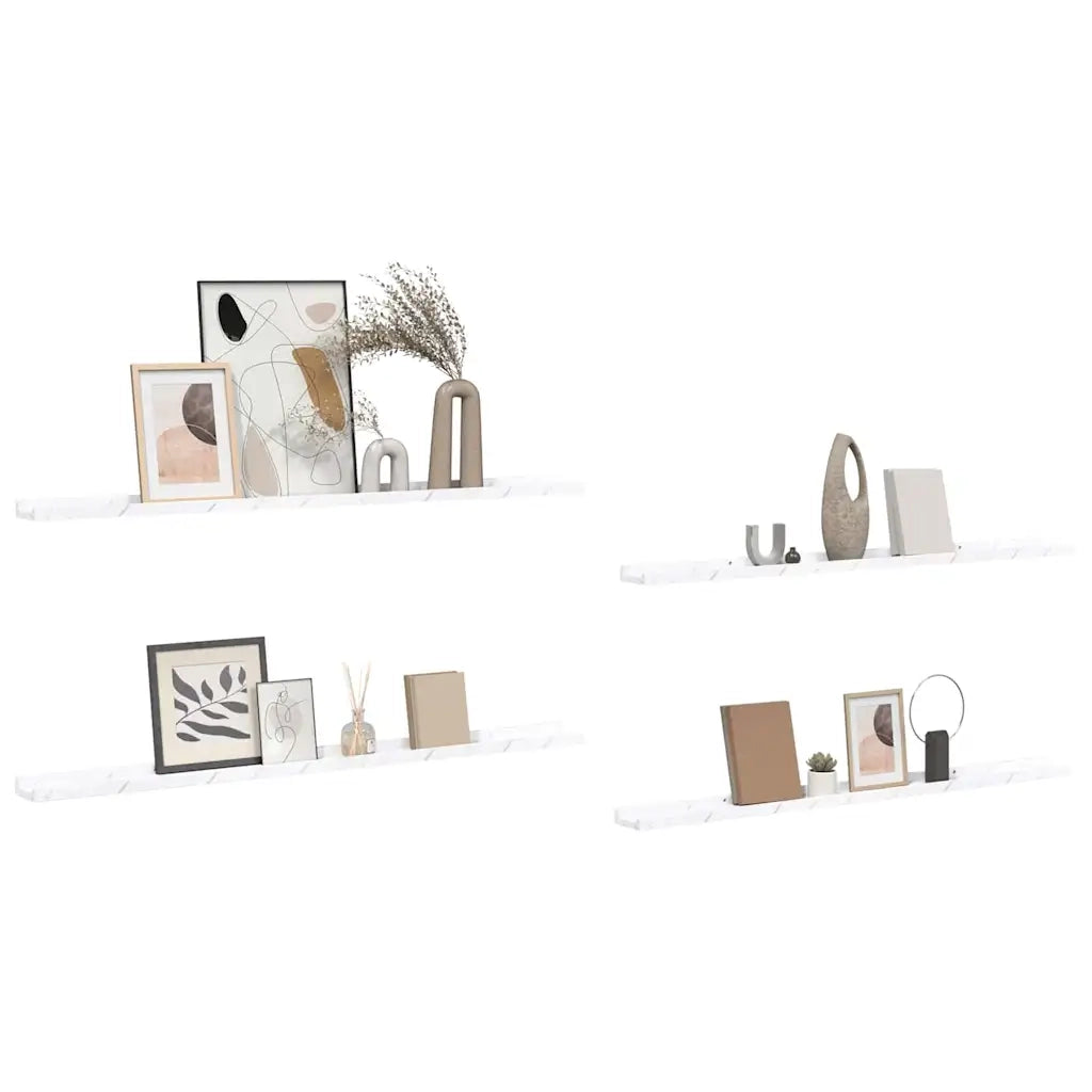 Scaffale da parete 4 pz Marmo Bianco 115 x 9 x 3 cm
